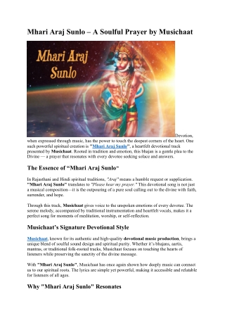 Mhari Araj Sunlo – A Soulful Prayer by Musichaat