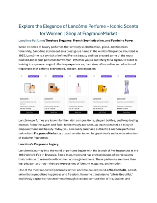 Explore the Elegance of Lancôme Perfume – Iconic Scents for Women