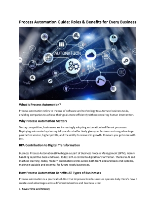 Process Automation Guide Roles & Benefits for Every Business
