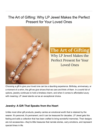 The Art of Gifting: Why LP Jewel Makes the Perfect Present for Your Loved Ones