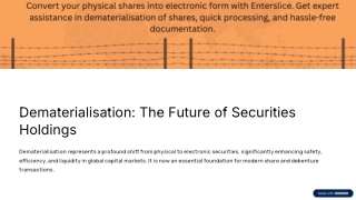 Dematerialisation Shares Debentures - Enterslice