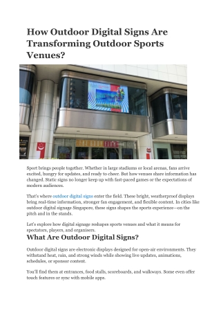 How Outdoor Digital Signs Are Transforming Outdoor Sports Venues?