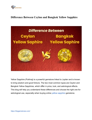Difference Between Ceylon and Bangkok Yellow Sapphire
