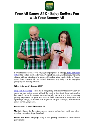 Yono All Games APK – Enjoy Endless Fun with Yono Rummy All