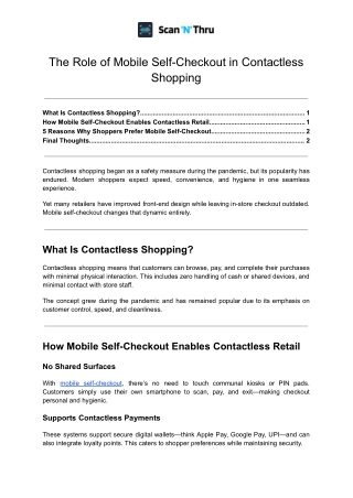 The Role of Mobile Self-Checkout in Contactless Shopping