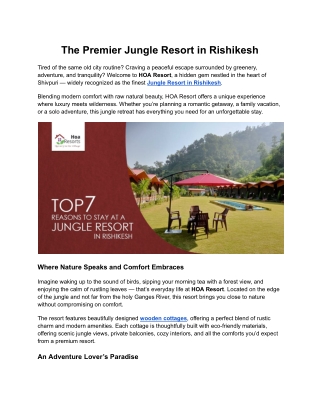 The Premier Jungle Resort in Rishikesh