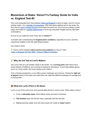 Momentum at Stake: Vision11’s Fantasy Guide for India vs. England Test #3