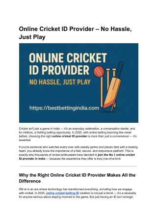 Online Cricket ID Provider – No Hassle, Just Play
