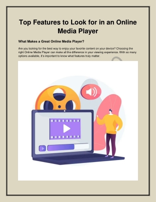 Top Features to Look for in an Online Media Player