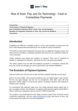 Rise of Scan, Pay, and Go Technology - Cash to Contactless Payments
