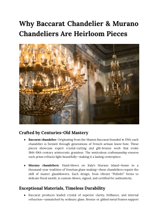 What Makes Baccarat and Murano Chandeliers True Heirloom Masterpieces