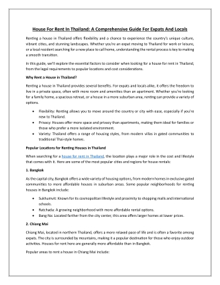 House For Rent In Thailand A Comprehensive Guide For Expats And Locals