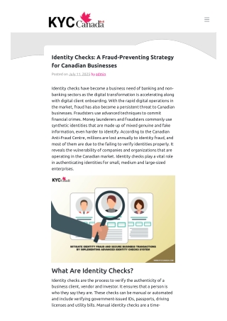 Identity Checks: A Fraud-Preventing Strategy for Canadian Businesses