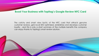 Boost Your Business with Tapitag’s Google Review NFC Card