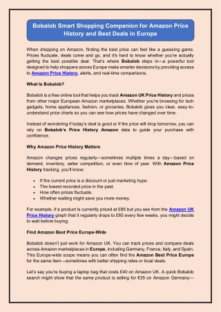 Bobalob Smart Shopping Companion for Amazon Price History and Best Deals in Europe