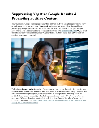 What is the best Way to Suppress Negative Links from Google Search Results