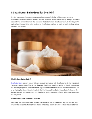 Is Shea Butter Balm Good for Dry Skin