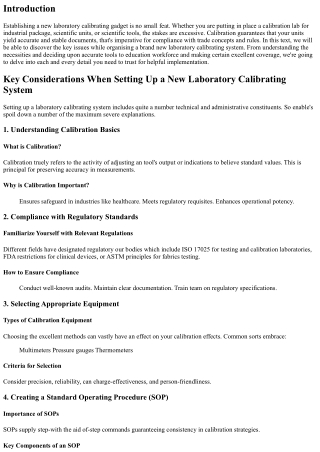Key Considerations When Setting Up a New Laboratory Calibrating System
