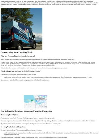 How to Avoid Costly Mistakes with Vancouver Plumbing Companies