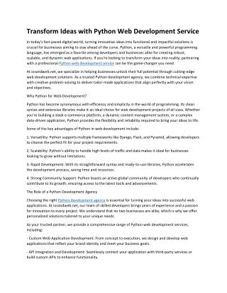 Transform Ideas with Python Web Development Service