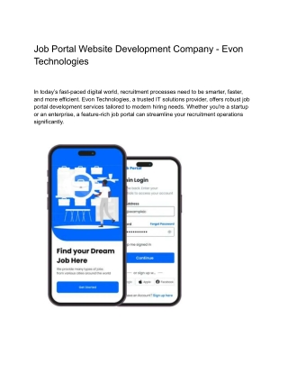 Job Portal Development Services | Evon Technologies