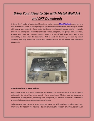 Bring Your Ideas to Life with Metal Wall Art and DXF Downloads