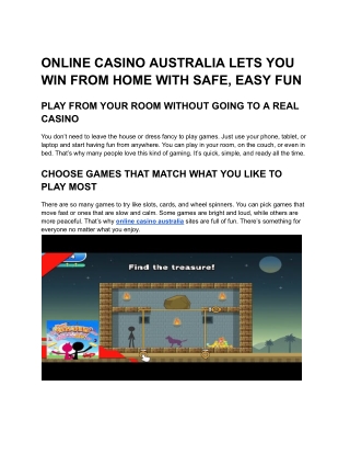ONLINE CASINO AUSTRALIA LETS YOU WIN FROM HOME WITH SAFE, EASY FUN