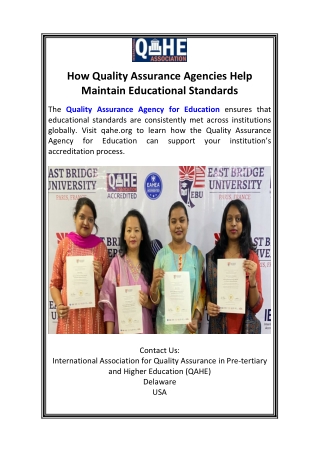How Quality Assurance Agencies Help Maintain Educational Standards