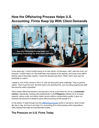 How the Offshoring Process Helps U.S. Firms Keep Up With Client Demands