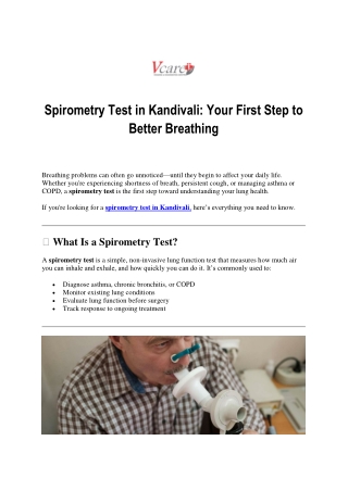 Spirometry Test in Kandivali