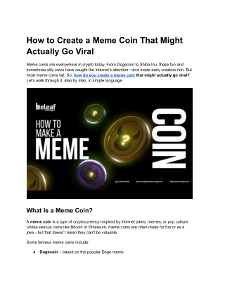 How to Create a Meme Coin That Might Actually Go Viral