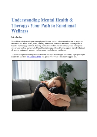 Mental Health & Therapy: A Guide to Emotional Wellness by WS Clinic