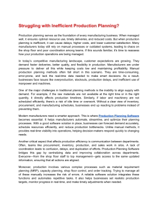 Struggling with Production Planning? Try Smart Software