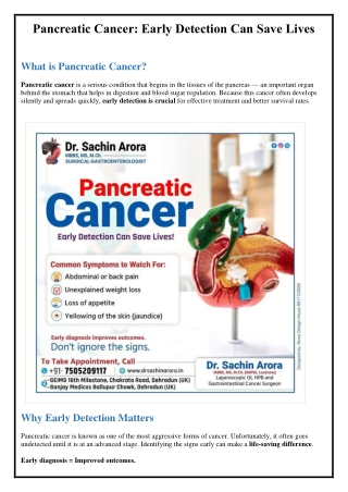 Pancreatic Cancer- Dr. Sachin Arora