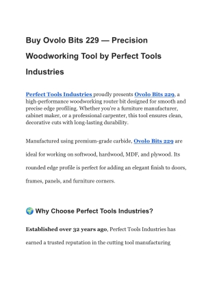 Buy Ovolo Bits 229 — Precision Woodworking Tool by Perfect Tools Industries