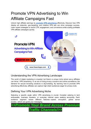 Promote VPN Advertising to Win Affiliate Campaigns Fast