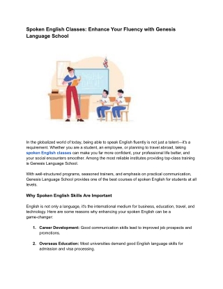 Spoken English Classes Enhance Your Fluency with Genesis Language School
