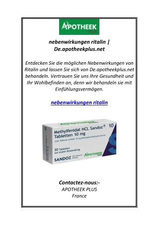 nebenwirkungen ritalin | De.apotheekplus.net