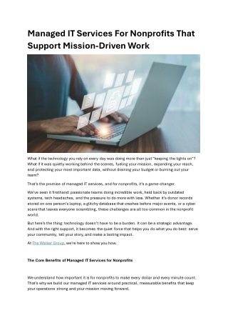 Managed IT Services For Nonprofits