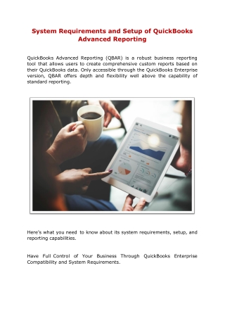 System Requirements and Setup of QuickBooks Advanced Reporting