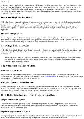 High-Roller Slot Machines: Where Big Wagers Meet Big Wins