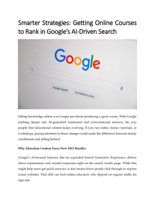 Smarter Strategies: Getting Online Courses to Rank in Google’s AI-Driven Search
