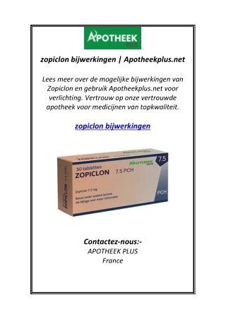 zopiclon bijwerkingen | Apotheekplus.net