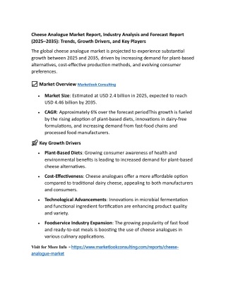 Cheese Analogue Market Report