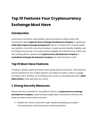 Top 10 Features Your Cryptocurrency Exchange Must Have