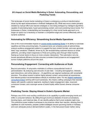 AI's Impact on Social Media Marketing in Dubai Automating, Personalizing, and Predicting Trends