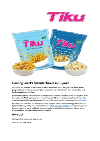 Leading Snacks Manufacturers in Gujarat