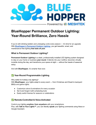 What is Permanent Outdoor Lighting By BlueHopper