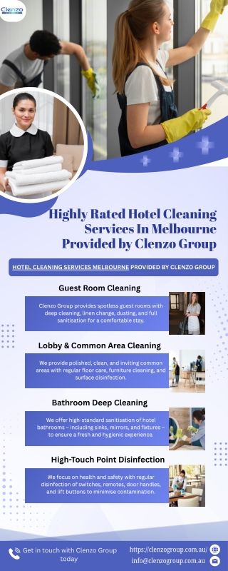 Highly Rated Hotel Cleaning Services In Melbourne Provided by Clenzo Group