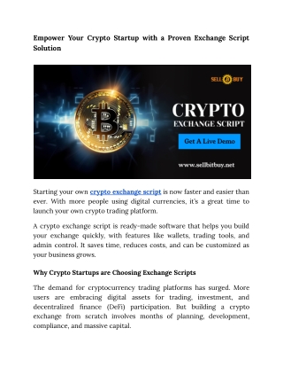 Empower Your Crypto Startup with a Proven Exchange Script Solution